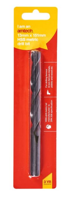 Amtech High speed steel (HSS) metric drill bit (13mm x 151mm)