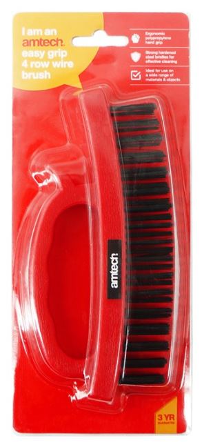 Amtech Easy-grip 4-row wire brush