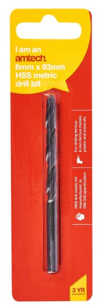 Amtech High speed steel (HSS) metric drill bit (6mm x 93mm)