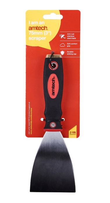 Amtech 75mm (3") Scraper with soft grip handle
