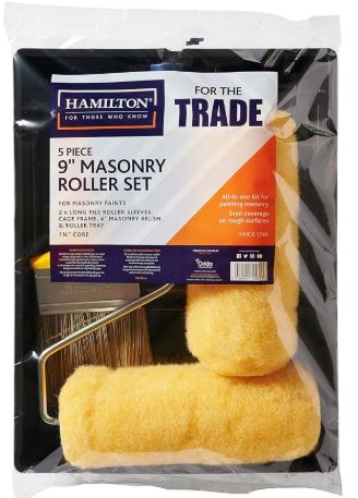 Hamilton for The Trade 5 Piece Masonry Brush and Roller Set with Tray, 9"