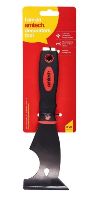 Amtech 6-in-1 scraper with soft grip handle