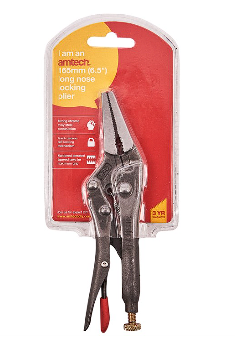 Amtech 165mm (6.5") Long nose locking pliers