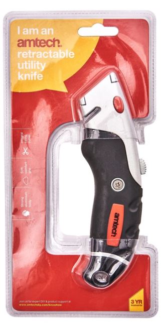 Amtech Retractable utility knife with soft grip