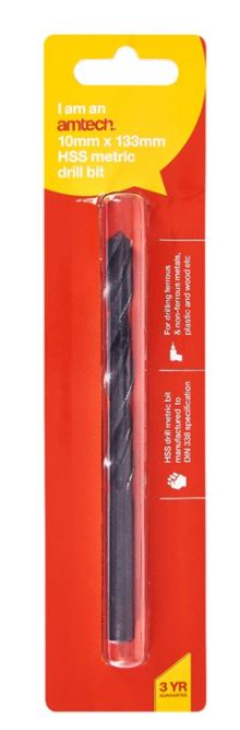 Amtech High speed steel (HSS) metric drill bit (10mm x 133mm)