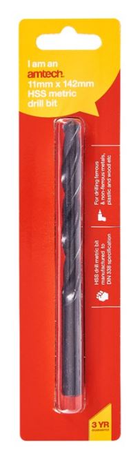 Amtech High speed steel (HSS) metric drill bit (11mm x 142mm)