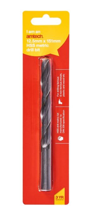 Amtech High speed steel (HSS) metric drill bit (12.5mm x 151mm)