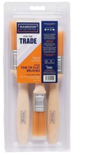 Hamilton For The Trade Fine Tip Flat Brushes Pack 3