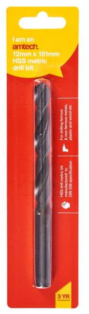 Amtech High speed steel (HSS) metric drill bit (12mm x 151mm)