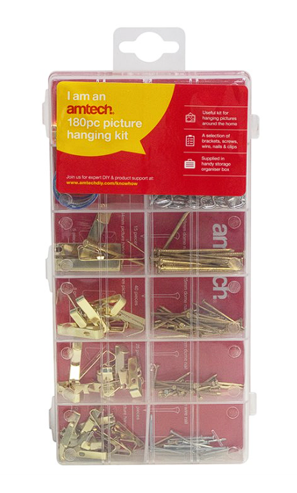 Amtech 180 Piece picture hanging kit