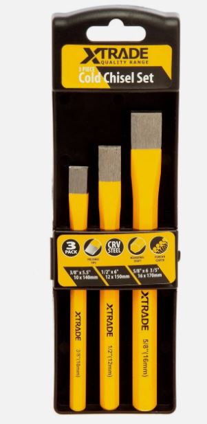 XTrade 3 Piece Cold Chisel Set 3/8" (10mm) 1/2" (12mm) 5/8" (16mm)