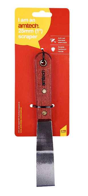Amtech 25mm (1") Heavy duty scraper with wooden handle