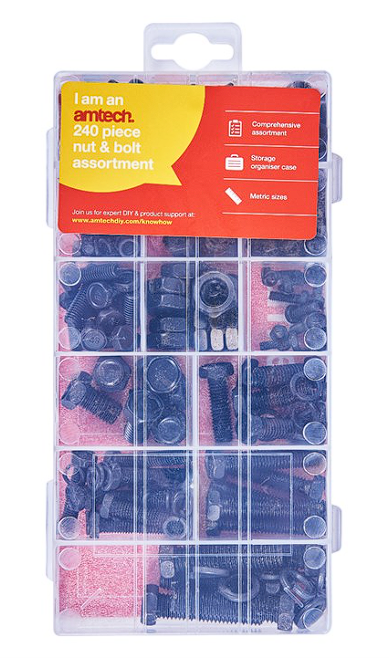 Amtech 240 Piece hex head nut and bolt set