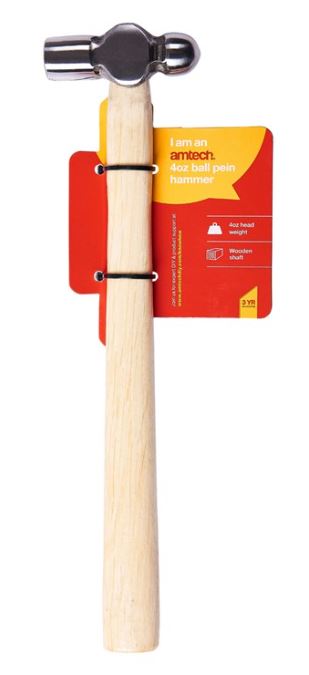 Amtech 4oz (115g) Ball pein hammer with wooden handle