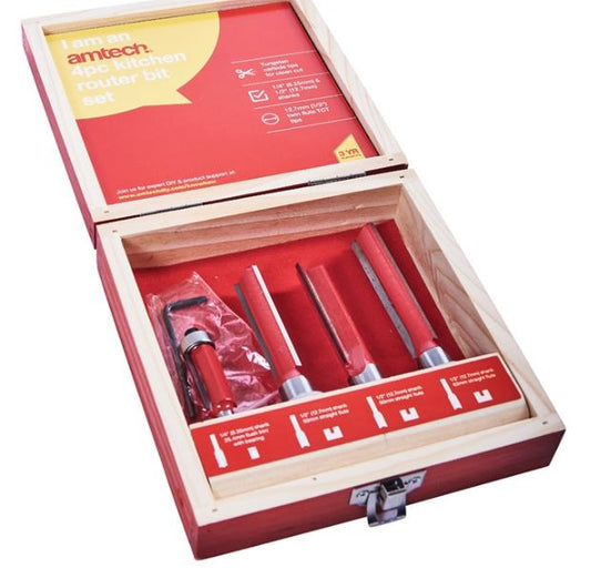 Amtech 4 Piece kitchen router bit set