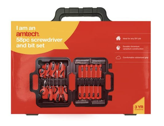 Amtech 58 Piece screwdriver and bit set