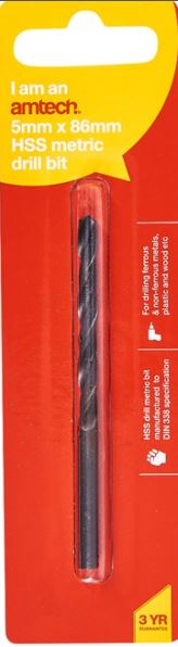 Amtech High speed steel (HSS) metric drill bit (5mm x 86mm)