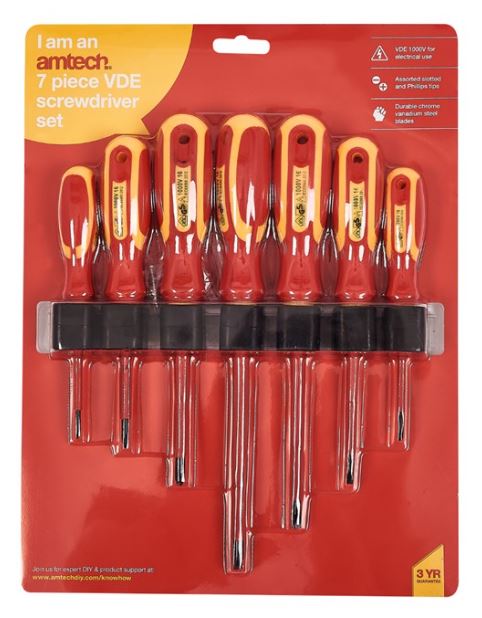 Amtech 7 Piece VDE electrical screwdriver set