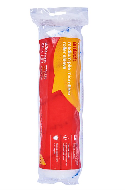 Amtech 230mm (9") x 38mm (1.5") Medium pile (12mm) roller sleeve - microfibre