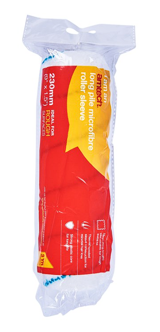 Amtech 230mm (9") x 38mm (1.5") Long pile (18mm) roller sleeve - microfibre