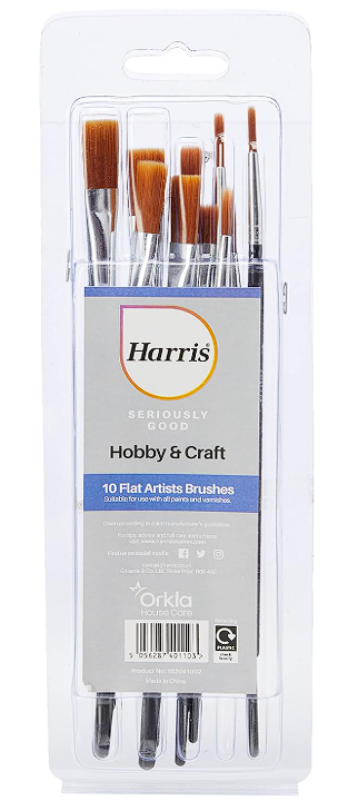 Harris Seriously Good Flat Artist Arts and Crafts Paint Brushes, 10 pk