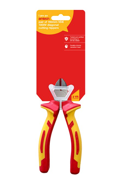 Amtech 160mm VDE side cutter plier