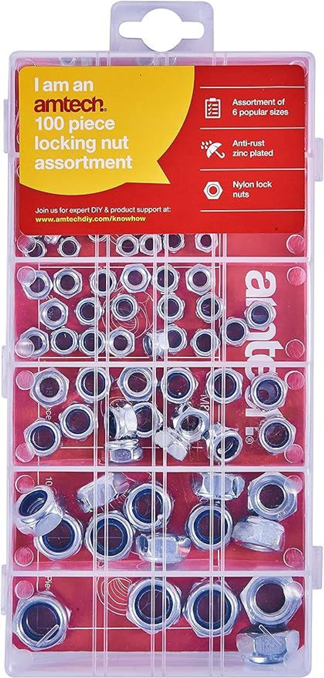 Amtech 100 Piece assorted locking nut set