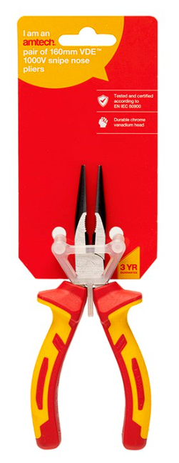 Amtech 160mm VDE long nose plier