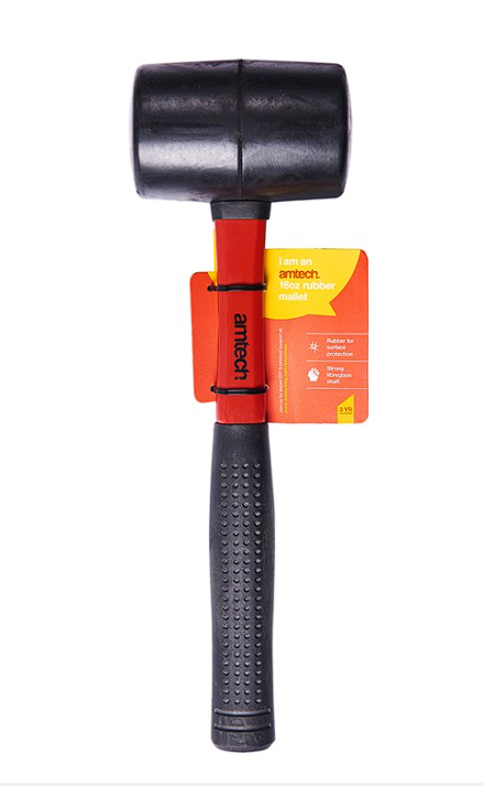 Amtech 16oz Fiberglass Handle Rubber Mallet