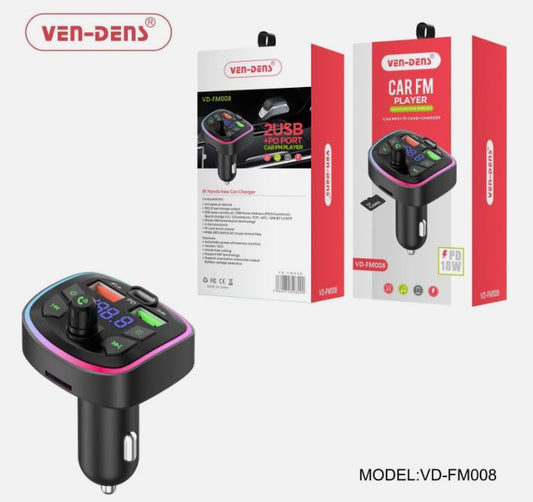 Ven-Dens Car Charger And Bluetooth FM Player With 2 USB and TF Port