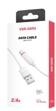 Ven-Dens USB To Lightning Charging Cable 2.4A White 2M