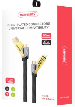 Ven-Dens 4 in 1 gold plated connectors universal compatibility 65w cable