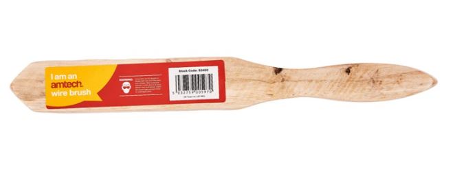 Amtech 4 Row wire brush with wooden handle
